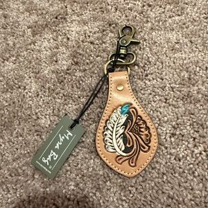 Leather Keychain with Floral Design